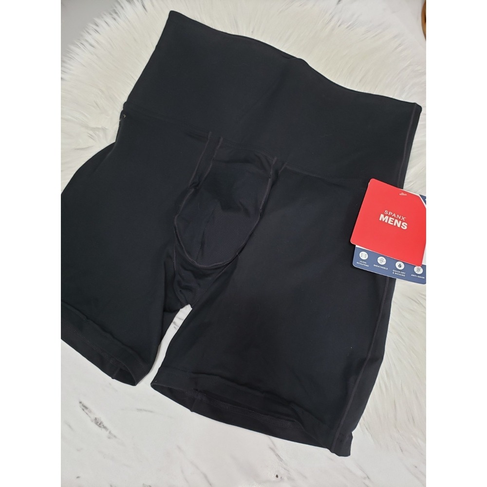 NEW Spanx Men's Ultra Sculpt Shaping Anti Odor Cotton Boxer Brief Large BLACK